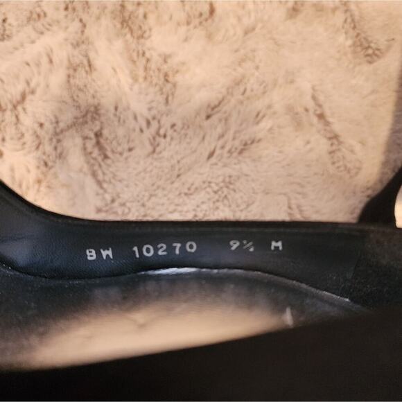 STUART WEIZTMAN BLACK SATIN FABRIC PEEP TOE HEELS SIZE 9.5M - Picture 3 of 9